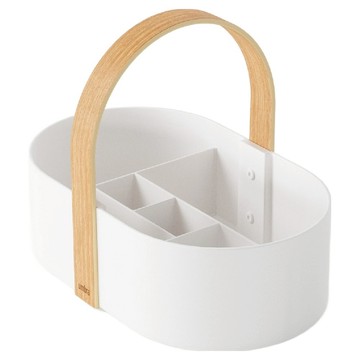 UMBRA Bellwood 木柄收納提籃  1個  白色  30.8 x 19.5 x 22.5cm