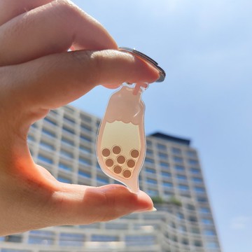 畢業禮物 珍奶搖搖/台灣珍珠奶茶可動搖搖壓克力吊飾/台灣製