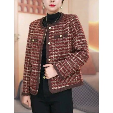 洋氣時尚小香風外套2024秋冬季新款大碼女裝寬松遮肉顯瘦外搭上衣