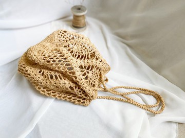 【好日手作】Handmade。夏日手工拉菲草編織鳳梨花兩用側背斜背包