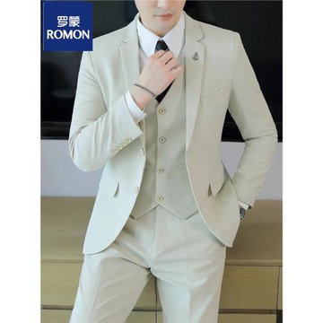 羅蒙西服套裝男士韓版修身外套新郎結婚禮服商務職業正裝西裝男潮