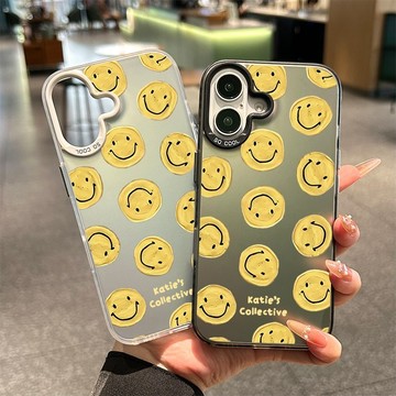 適用於 iPhone 17 16 11 13 12 14 15 ProMax XR X Plus XS 黃色笑臉 手機殼