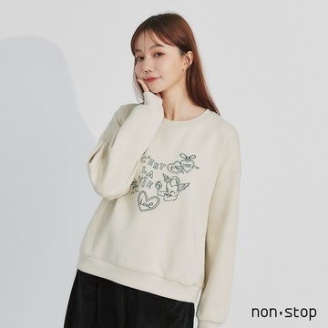 non-stop 微光旅行法式塗鴉刺繡T恤-2色