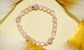 純手工製作頂級粉水晶紫鋰輝水晶手鏈