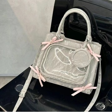 Bag House👜 二次元蝴蝶結單肩斜挎痛包女小食量可愛甜美撞色託特包百搭手提包