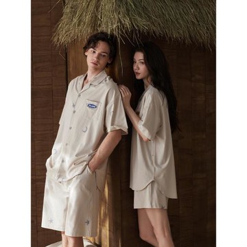 同語情侶睡衣夏季莫代爾棉柔軟家居服可外穿款男女士夏天短袖套裝