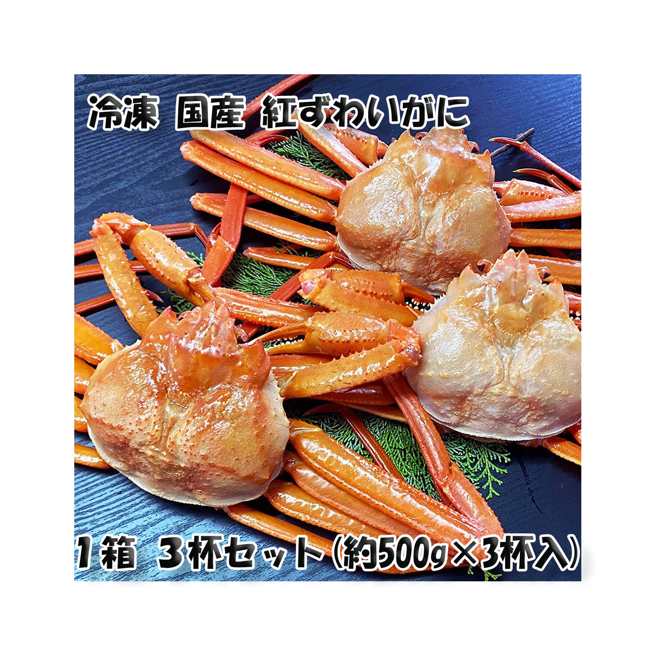 国産冷凍 ボイル済 紅ズワイガニ姿 3杯セット (約1.5-2kg) A品 2022年新物 第七十八宝樹丸 松田船長 漁師さん応援キャンペーン 3杯入1箱 冷凍品 国産無添加