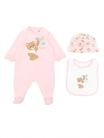 Moschino Kids - Teddy Bear-print cotton pyjamas - kids - Cotton - 3-6 - Pink