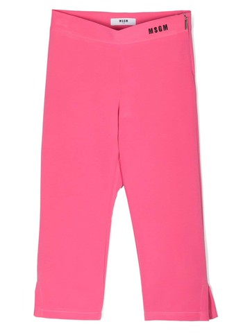 MSGM Kids - embroidered-logo straight-leg trousers - kids - Spandex/Elastane/Polyester - 8 yrs - Pink