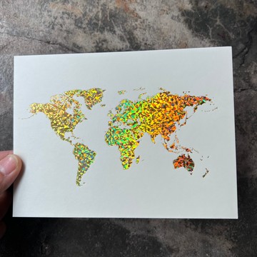 明信片-世界地圖-雷射金