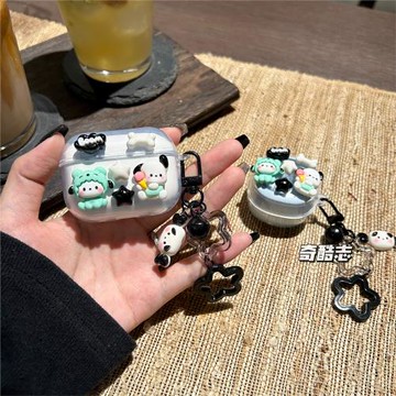 日韓卡通狗狗適用倍思AirGo AS01小清新掛墜軟殼as10藍牙保護套1Ring防摔小狗1iRing鈴鐺鑰匙扣無線耳機套萌