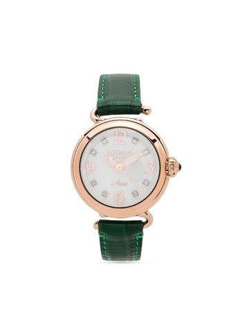 Locman Italy - Amo Three Hands 32mm - women - Calf Leather/Titanium/Diamond - One Size - Green