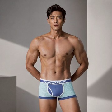 MORINO 速乾涼爽運動平口褲 立體剪裁 舒適透氣 四角褲 男內褲/藍色 (MO2414)