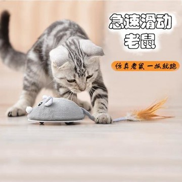跨境貓咪玩具電動小老鼠自嗨解悶羽毛逗貓棒自動充電智能寵物用品