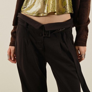 【NaSuBi Vintage】反折腰頭針織古著長褲