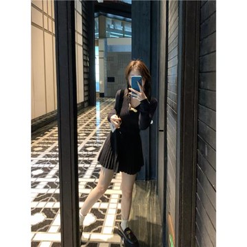 范吸吸/少女比例/女裝秋冬季裙子打底毛衣裙長袖顯瘦針織連衣裙