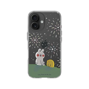 iPhone 16 Clear 透明 - 懶散兔與啾先生 Lazy Rabbit and Mr.Chu - 煙火