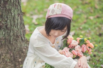 【午後花茶】手工印花貝蕾帽/貝雷帽/畫家帽