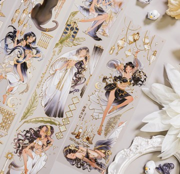 夜譚少女 Nefertiti PET 和紙膠帶 燙金 10米卷 台灣製