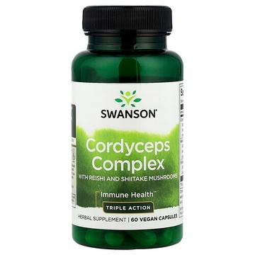 Swanson Vitamins, 含靈芝和香菇的蟲草複合物，60 粒全素膠囊