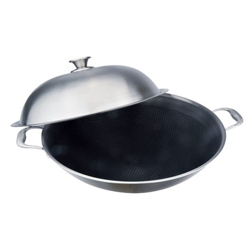 PERFECT 理想牌 鈦晶蜂巢式不沾炒鍋316不鏽鋼八層複合金附蓋 40cm雙耳炒鍋-Leidea樂德兒