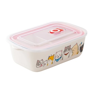 Kiyodo 陶瓷保鮮餐盒 3格  陶瓷 白色  1個