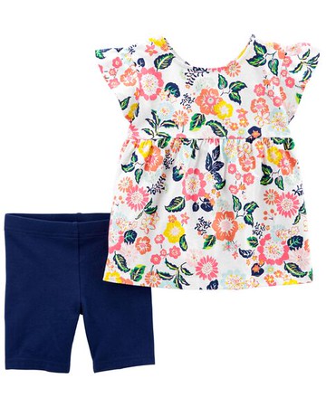 Baby 2-Piece Floral Jersey Top & Bike Short Set