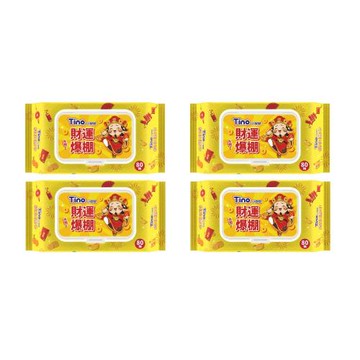 Tino 小安安 純水濕巾-加蓋(80抽X4包)-新年版財神包