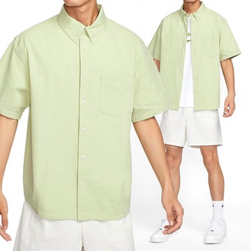 Nike AS M NL SS SEERSUKR BTN DWN SH 男款 綠色 襯衫 短袖上衣 FN3223-371