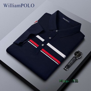 英皇保羅POLO衫男男士POLO衫短袖男翻領條紋衫透氣短袖批發零售-Misaki精品
