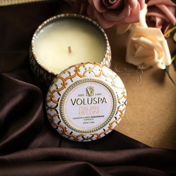 Voluspa 美國 香氛蠟燭 義大利貝里尼 ITALIAN BELLINI 4oz 全新 迷你鐵罐