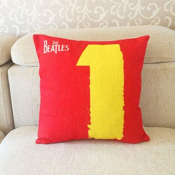 【協貿】加厚亞麻紅底黃一沙發方形抱枕含芯