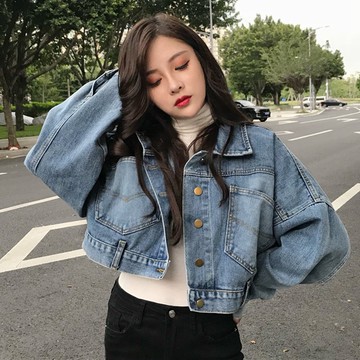 ZUCA”S - 韓版復古寬鬆蝙蝠袖短版牛仔外套 罩衫 薄外套 百搭外套 - N-5103