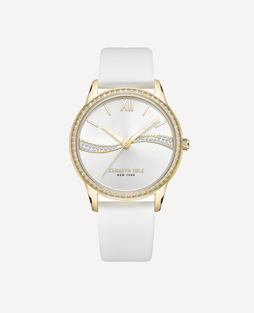 Kenneth Cole | Modern Classic Water Resistant Leather Strap Watch in WHITE