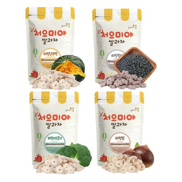 Ssalgwaja 米餅村 免運組 寶寶糙米圈圈  蔬菜口味組  南瓜+花椰菜+黑米+栗子  4入