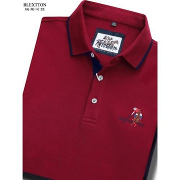 純棉長袖翻領男T恤休閑保羅Polo衫酒紅色上衣服秋季有領新款體恤