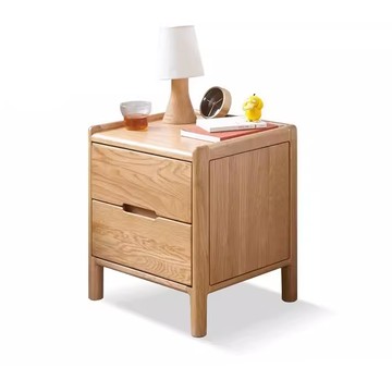 hoi!源氏木語平原橡木原木色雙抽床頭櫃0.4M Y10A01