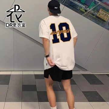 DR更衣室-短袖t恤 韓版背號10號塗鴉印花短T 男生衣服 圓領 大尺碼5XL 五分袖【NL625113】