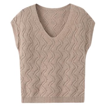 絨爵100山羊絨背心馬甲女V領加厚寬肩坎肩韓版套頭針織毛衣E1675