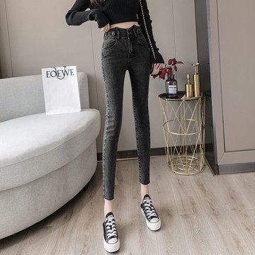 145cm小個子褲子八分牛仔褲女秋冬季緊身緊身窄管鉛筆褲女150xs碼新款摩天大樓