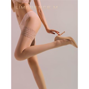 淶覓「莫奈花園」絲滑油亮筒襪女薄款春秋長筒絲襪性感蕾絲高筒襪