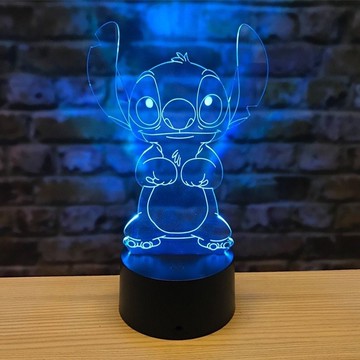 史迪奇 3D立體小夜燈+禮盒卡片提袋 聖誕禮物 交換禮物 維尼.史努比.蠟筆小新.拉拉熊.史迪奇燈史迪奇/史迪奇娃娃
