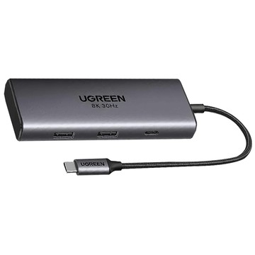 UGREEN 綠聯 六合一Type-C集線器 雙HDMI 支援8K  灰色  1個