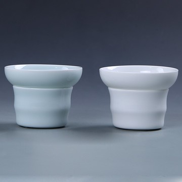 中式家用茶漏茶葉過濾器青瓷白瓷簡約網布帶底座陶瓷功夫茶具配件