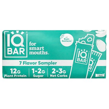 IQBAR, Plant Protein Bar, 7 Flavor Sampler, 7 Bars, 1.6 oz (45 g) Each