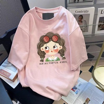 純棉 t恤女 短袖上衣 復古美式上衣 寬鬆上衣 設計感上衣 短袖t恤女 印花 t恤 寬鬆上衣短袖 純棉 t恤