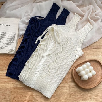 法式復古針織背心女年新款春夏短款甜美內搭小吊帶無袖上衣潮