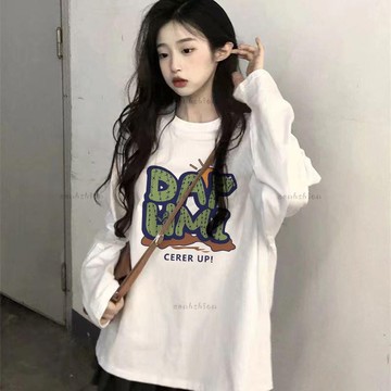 秋冬🍂大尺碼上衣 長袖保暖T桖衫 大碼胖mm寬松100KG可穿 韓版時尚ins風德絨保暖上衣女 慵懶風寬松百搭長袖t恤