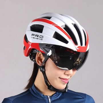 騎行頭盔⚡  騎行頭盔裝備山地車輪滑自行車風鏡眼鏡壹體男女公路車安全帽子