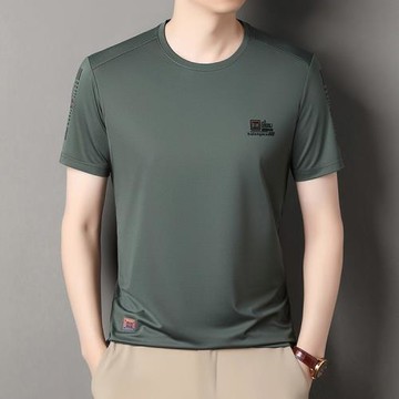 夏季短袖T恤中青年男士休閑圓領薄款體恤透氣百搭運動男裝超強電